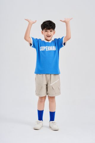 Quần short kaki lưng chun siêu nhân Superman DC bé trai Rabity 130.004