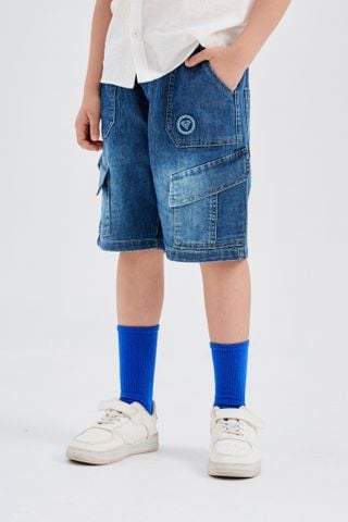 Quần short jeans lưng chun siêu nhân Superman DC bé trai Rabity 131.002