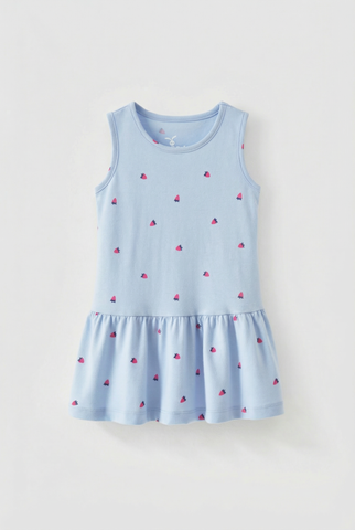 Đầm thun sát nách chân váy bèo in hoa bé gái Rabity 952.046