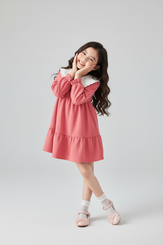 Đầm nhung dài tay bé gái Rabity 951.010