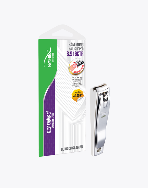  Bấm Móng Tay Có Khay Thép Carbon Chuyên Dụng Lưỡi Cong Loại Lớn Kềm Nghĩa B.916C 