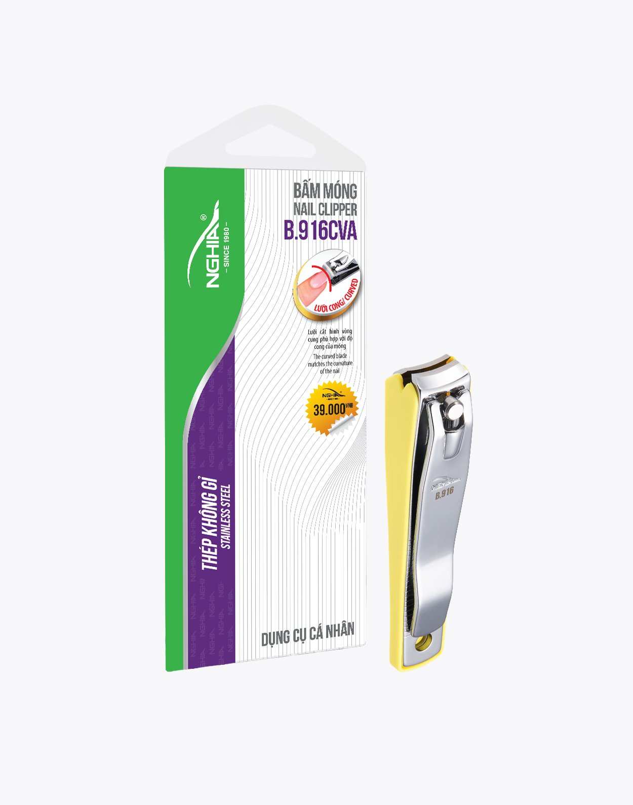  Bấm Móng Tay Có Khay Thép Carbon Chuyên Dụng Lưỡi Cong Loại Lớn Kềm Nghĩa B.916C 