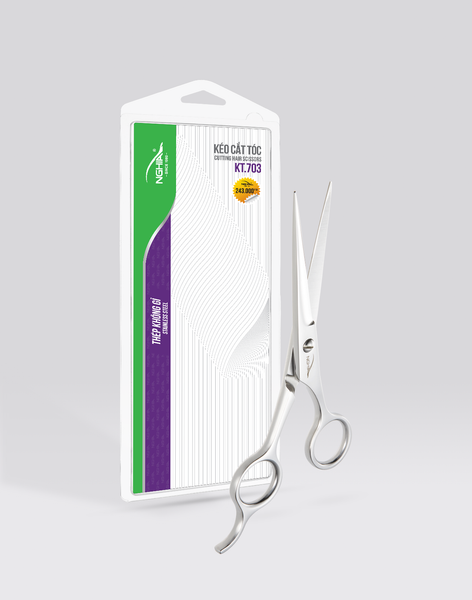  Kéo cắt tóc Kềm Nghĩa lưỡi ngắn kèm bao da KT.703 