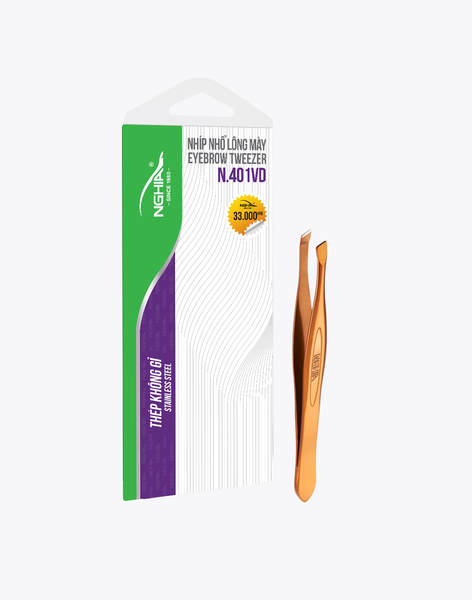  Nhíp Nhổ Lông Mày Đầu Xéo Inox Kềm Nghĩa N.401 
