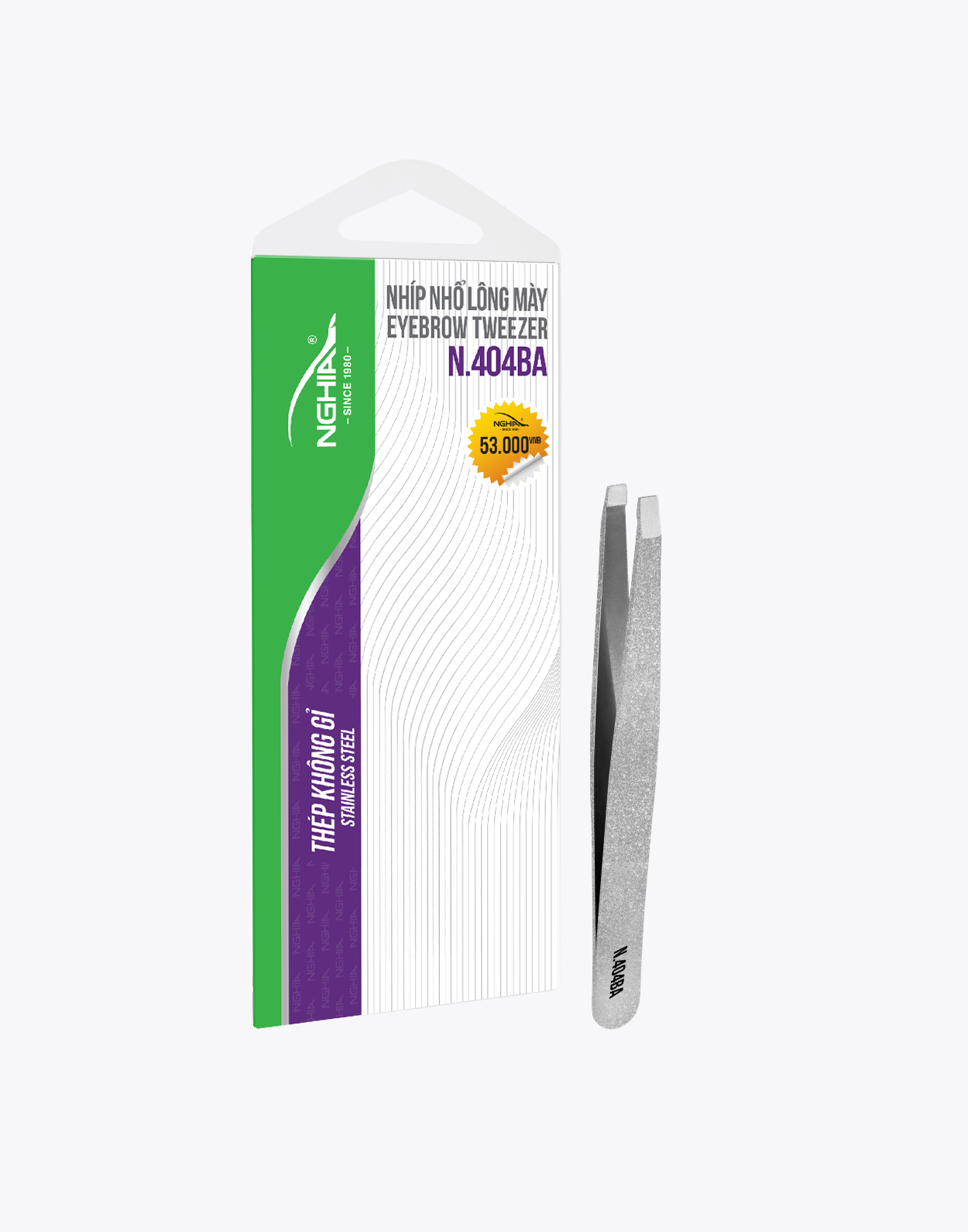  Nhíp Nhổ Lông Mày Đầu Ngang 3 Màu Inox Kềm Nghĩa N.404 