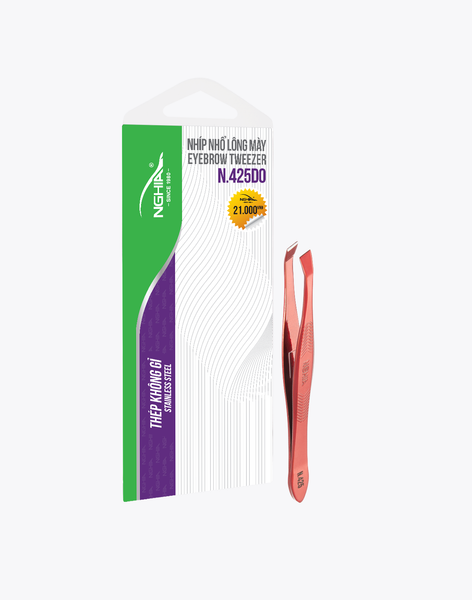  Nhíp Nhổ Lông Mày Đầu Xéo Inox Kềm Nghĩa N.425 