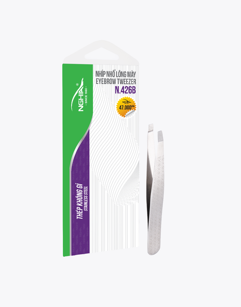  Nhíp Nhổ Lông Mày Đầu Xéo Hoa Văn Inox Kềm Nghĩa N.426B 