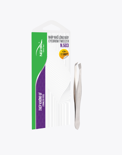  Nhíp Nhổ Lông Mày Đầu Xéo Inox Cao Cấp Kềm Nghĩa N.503 