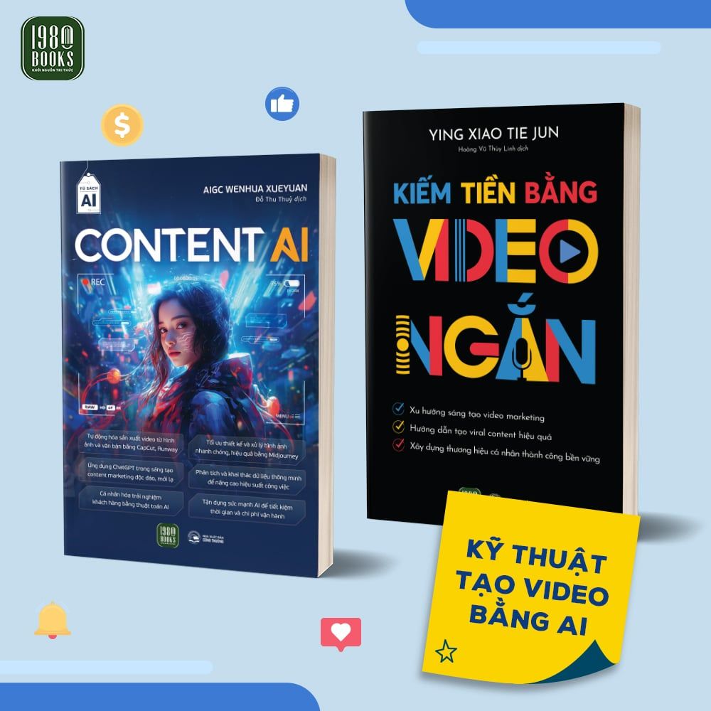  Combo 2 cuốn sách Content AI + Kiếm tiền bằng video ngắn 