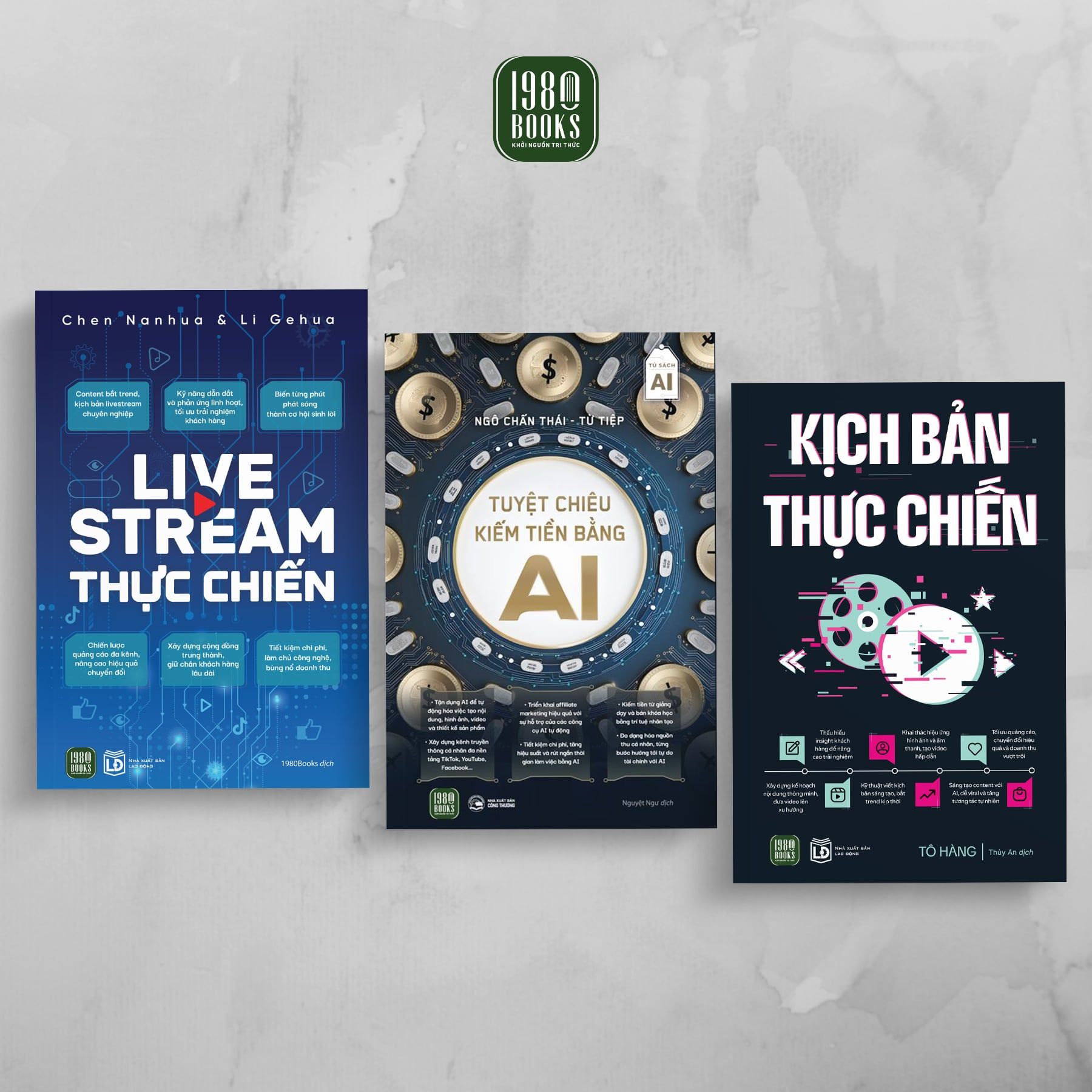  Combo 3 cuốn: Livestream thực chiến + Tuyệt chiêu kiếm tiền bằng AI + Kịch bản thực chiến 