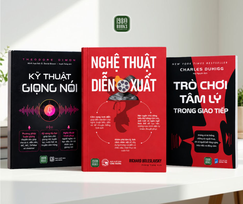  Combo 3 cuốn NGHỆ THUẬT DIỄN XUẤT + KỸ THUẬT GIỌNG NÓI + TRÒ CHƠI TÂM LÝ TRONG GIAO TIẾP 