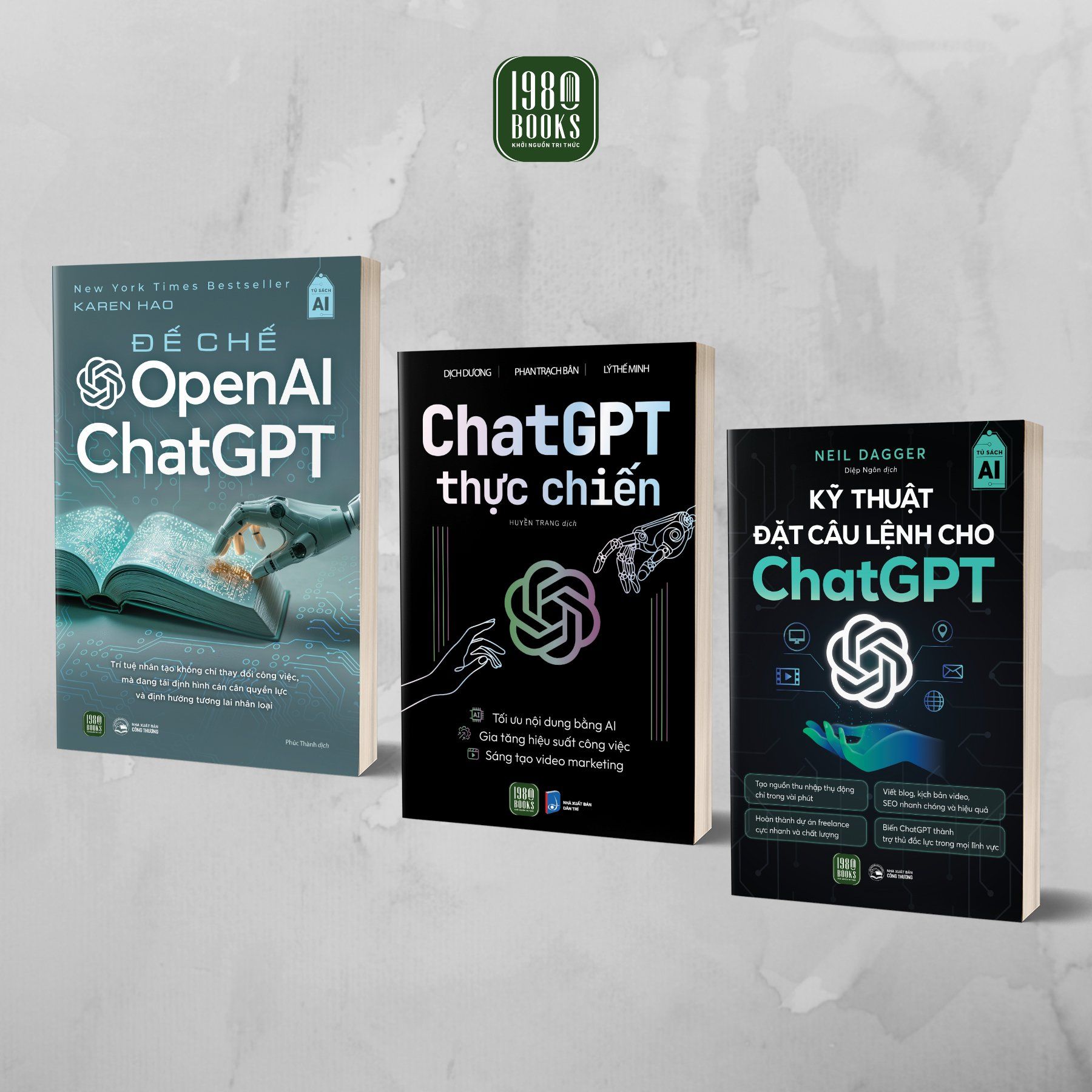  Combo 3 cuốn: Đế chế OpenAI & ChatGPT + Kỹ thuật đặt câu lệnh cho ChatGPT + ChatGPT thực chiến 