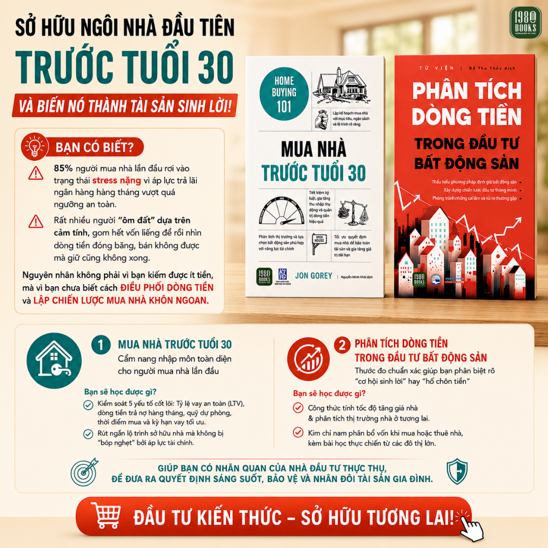  Combo sách hot: Mua nhà trước tuổi 30 + Phân tích dòng tiền trong đầu tư bất động sản 