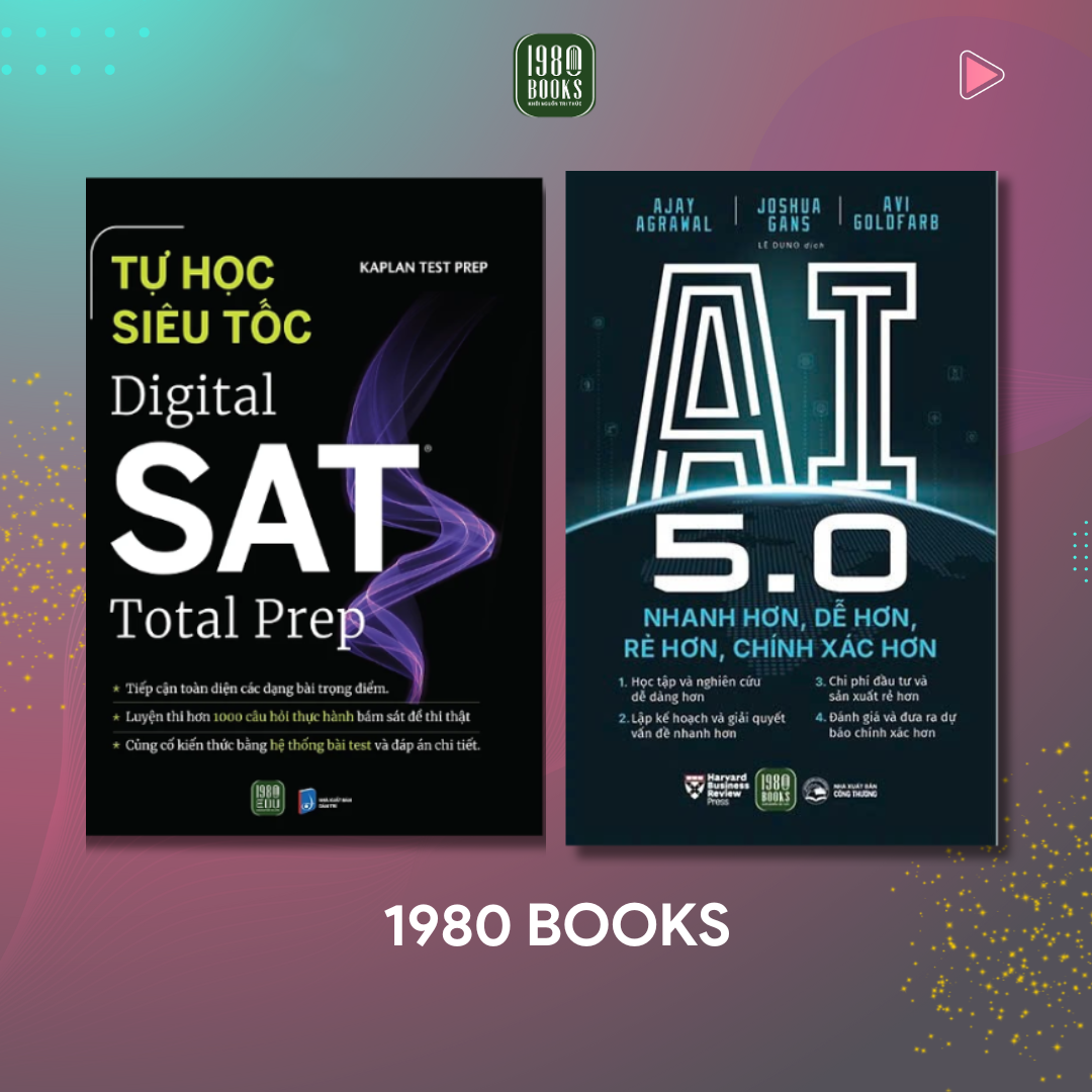  Combo 2 cuốn: Tự học siêu tốc Digital SAT Total Prep + AI 5.0 - Nhanh hơn, dễ hơn, rẻ hơn, chính xác hơn 