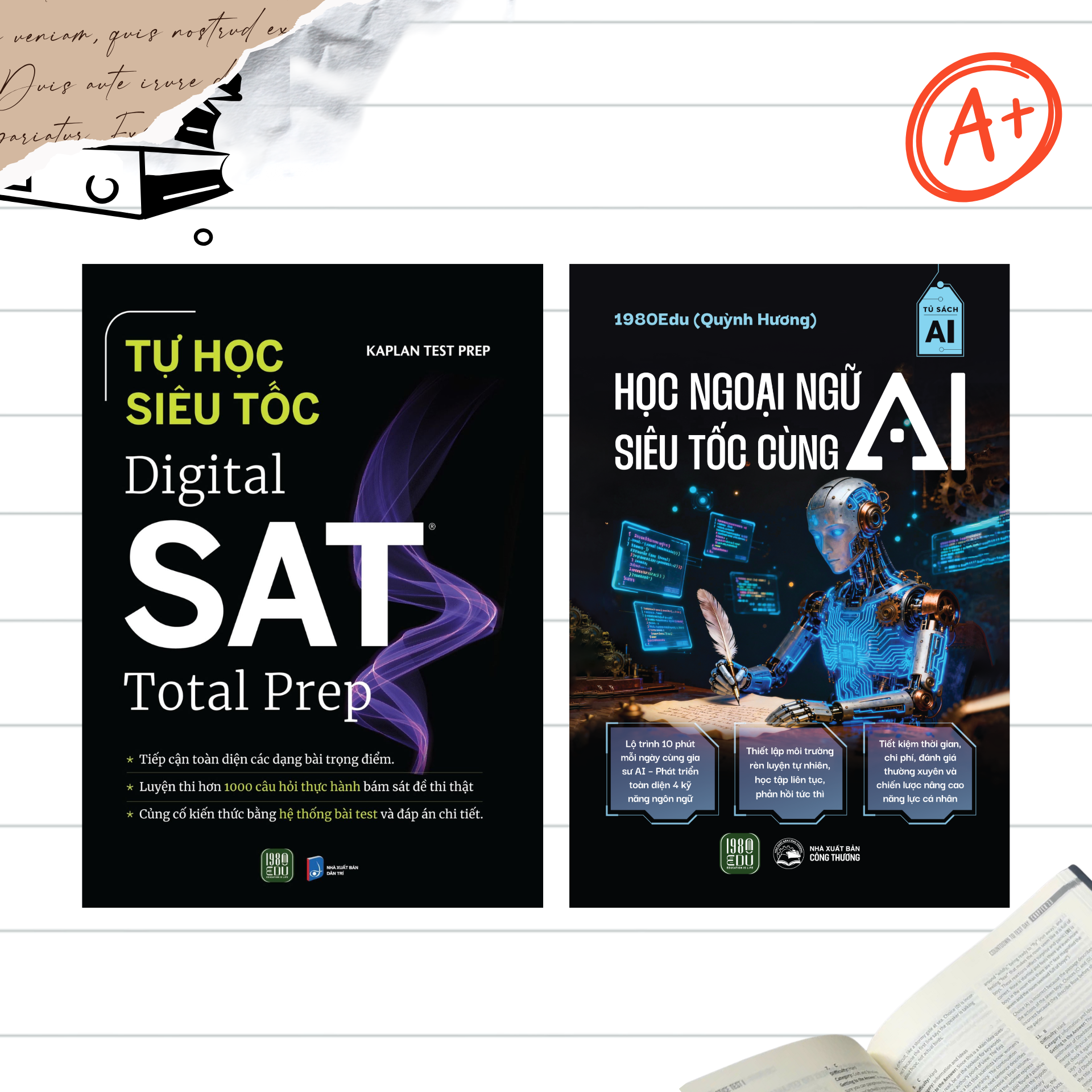  Combo 2 cuốn Học Ngoại Ngữ Siêu Tốc Cùng AI + Tự Học Siêu Tốc – Digital SAT Total Prep 