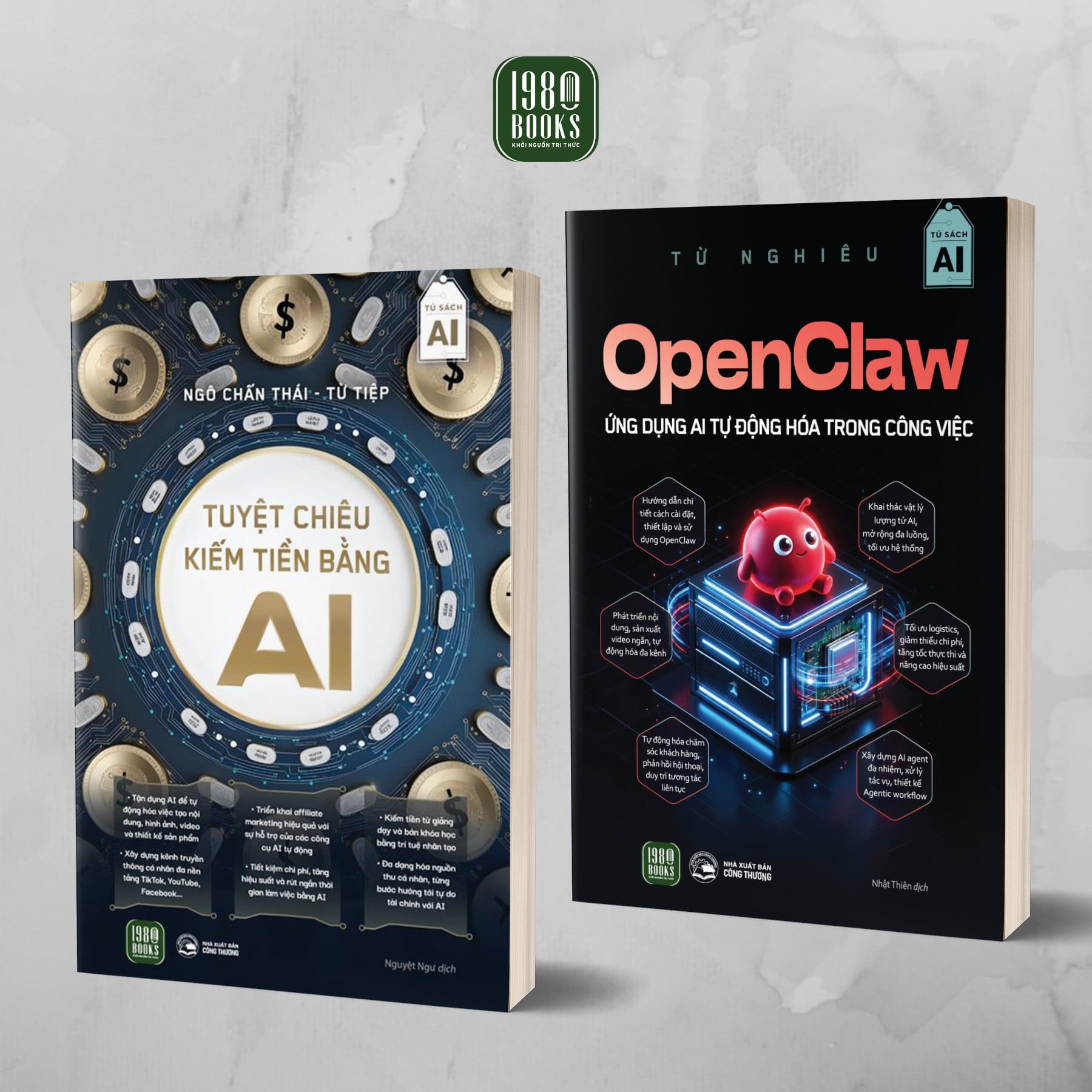  Combo 2 cuốn: Tuyệt chiêu kiếm tiền bằng AI + OpenClaw - Ứng dụng AI tự động hóa trong công việc 