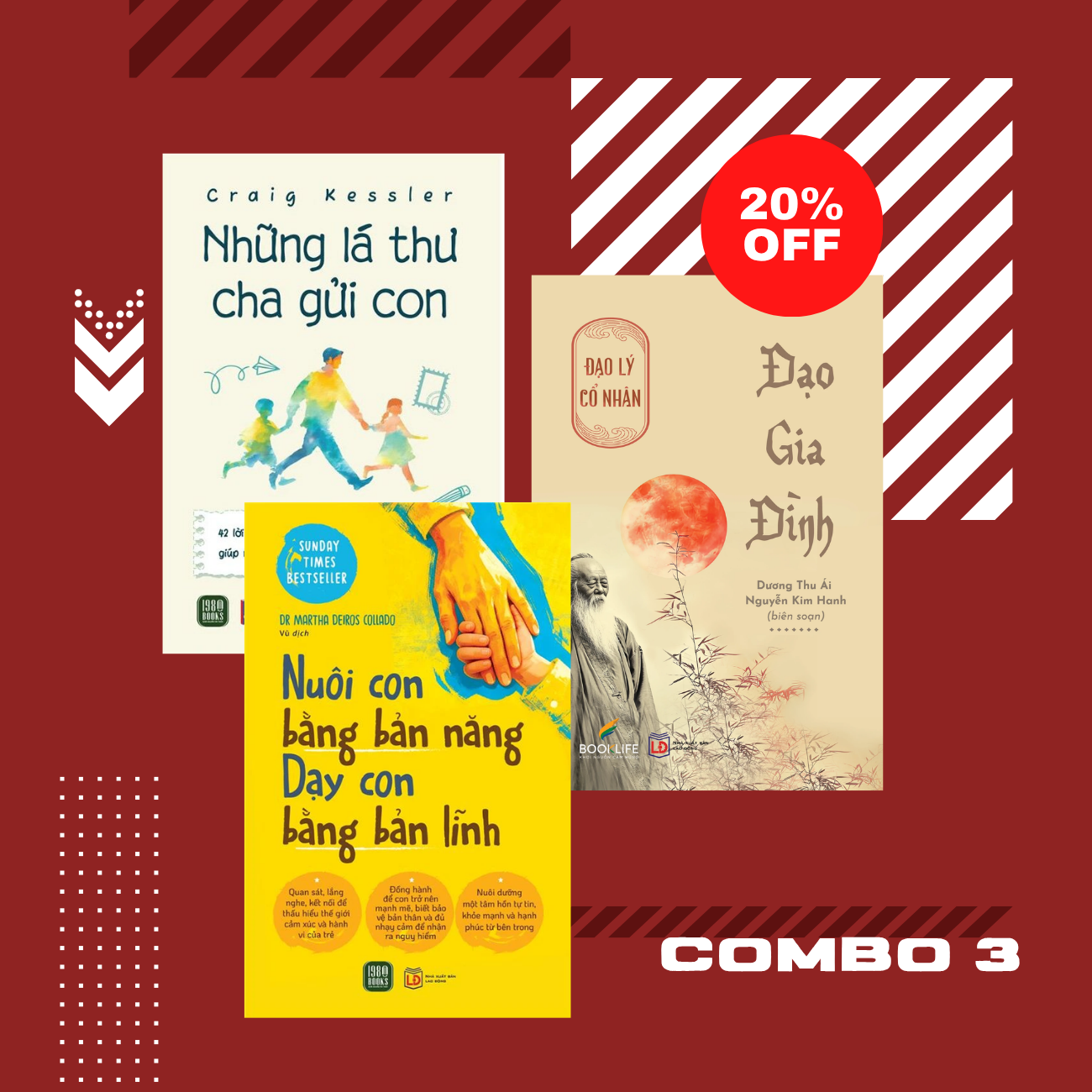  Combo 3 cuốn Đạo gia đình + Những lá thư cha gửi con + Nuôi con bằng bản năng, dạy con bằng bản lĩnh 
