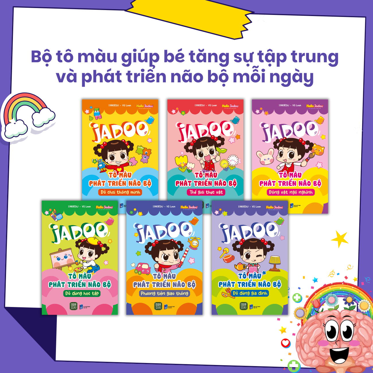  Combo 6 cuốn: Jadoo Tô Màu Phát Triển Não Bộ 