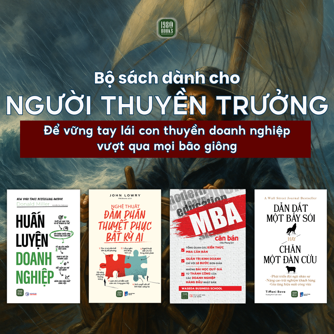  Combo 4 cuốn sách MBA căn bản + Huấn luyện doanh nghiệp + Dẫn dắt một bầy sói hay chăn một đàn cừu + Nghệ thuật đàm phán thuyết phục bất kỳ ai 