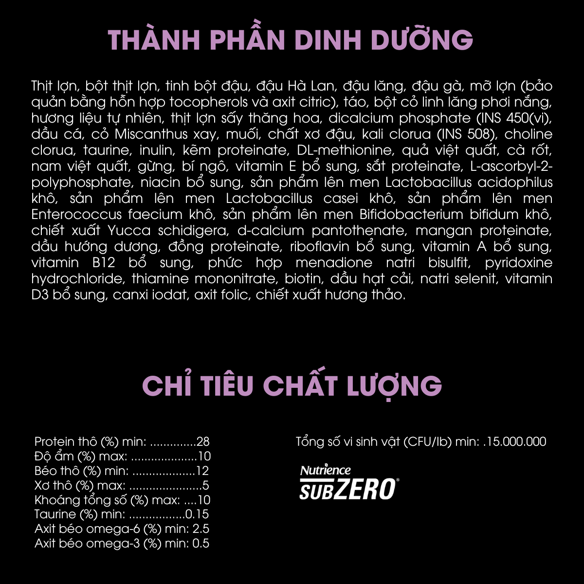  NT Subzero cho Chó - Thịt lợn, táo và rau củ quả tự nhiên (Cho mọi giống chó ở mọi lứa tuổi) 