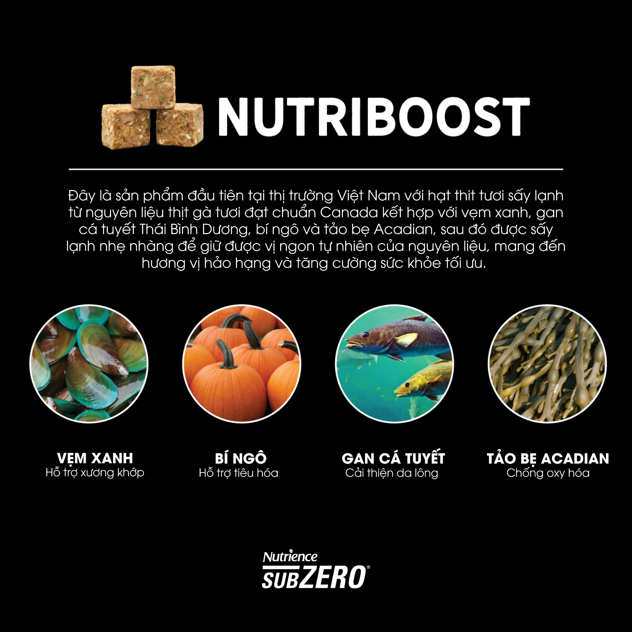  NT Subzero cho Chó - Thịt bò, thịt cừu, lợn rừng, cá hồi, cá tuyết và rau củ quả tự nhiên (Cho mọi giống chó ở mọi lứa tuổi) 