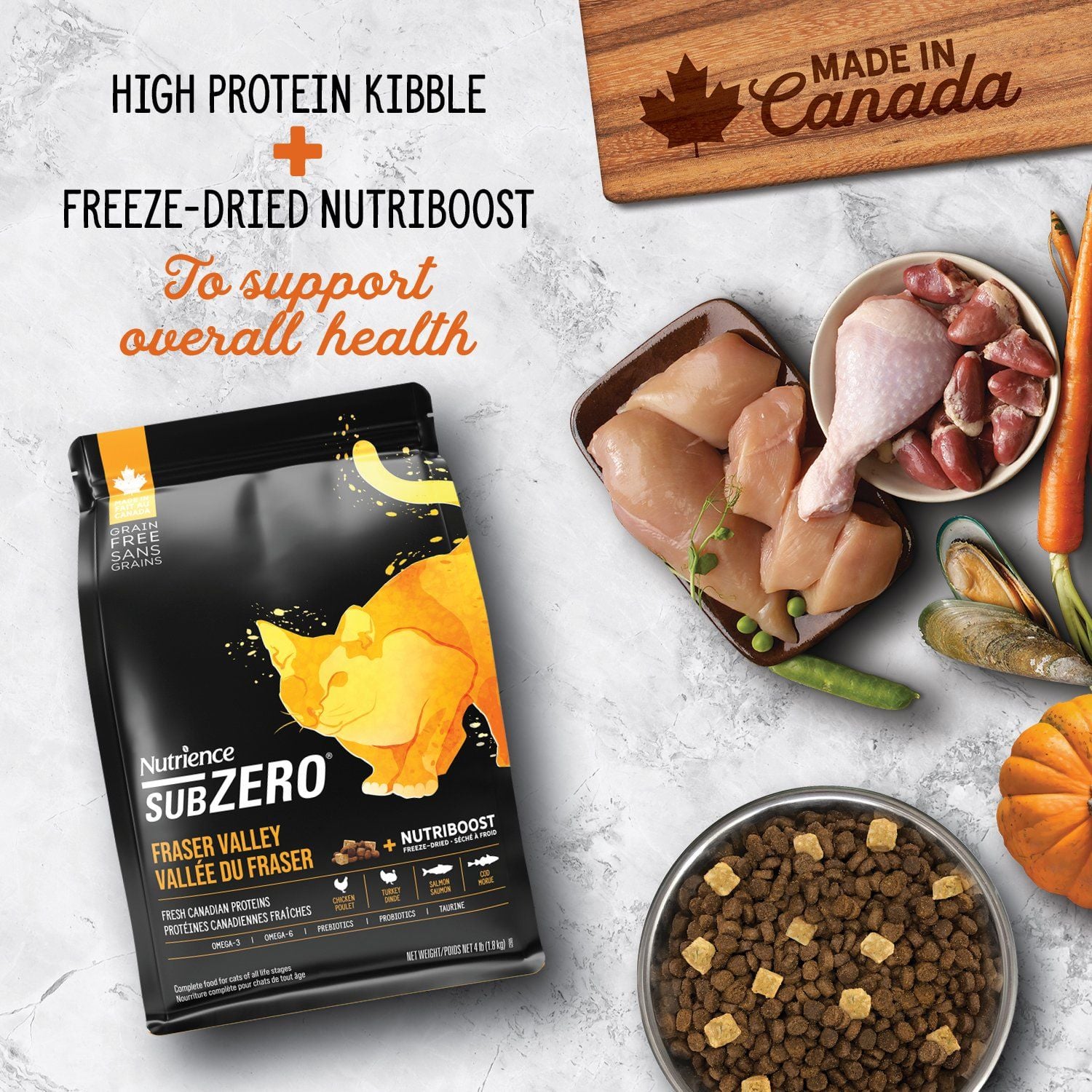  NT Subzero cho Mèo - Gà tây, cá hồi, cá trích, cá tuyết và rau củ quả tự nhiên (Cho mọi giống mèo ở mọi lứa tuổi) 