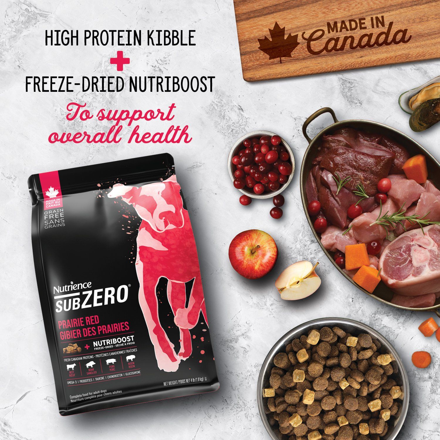  NT Subzero cho Chó - Thịt bò, thịt cừu, lợn rừng, cá hồi, cá tuyết và rau củ quả tự nhiên (Cho mọi giống chó ở mọi lứa tuổi) 