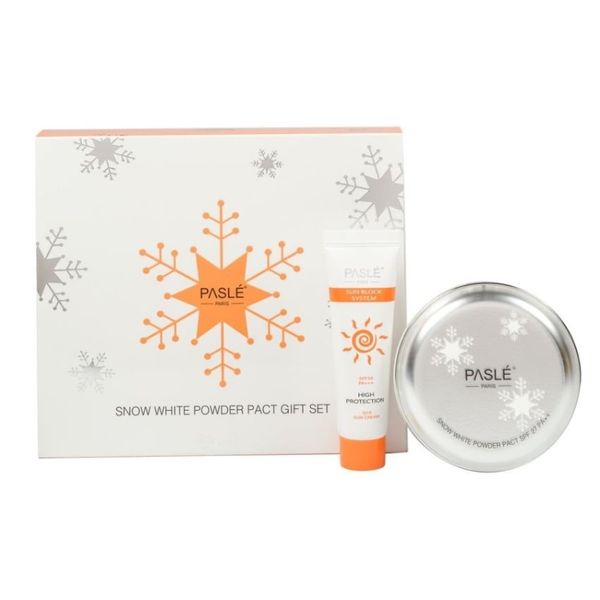 BỘ TRANG ĐIỂM PASLE SNOW WHITE POWDER PACT SET & GOLDEN LIPSTICK