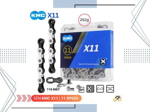SÊN XE ĐẠP - KMC X11 (118 MẮT, KÈM KHÓA MỞ NHANH) (11 TỐC ĐỘ)