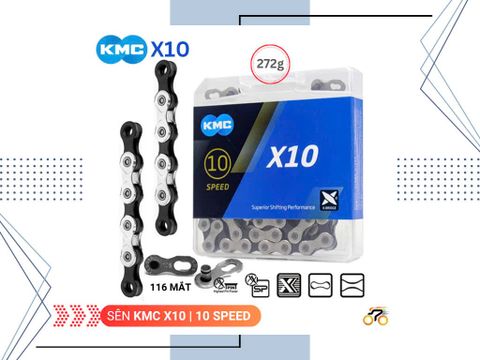 SÊN XE ĐẠP - KMC X10 (116 MẮT, KÈM KHÓA MỞ NHANH) (10 TỐC ĐỘ)