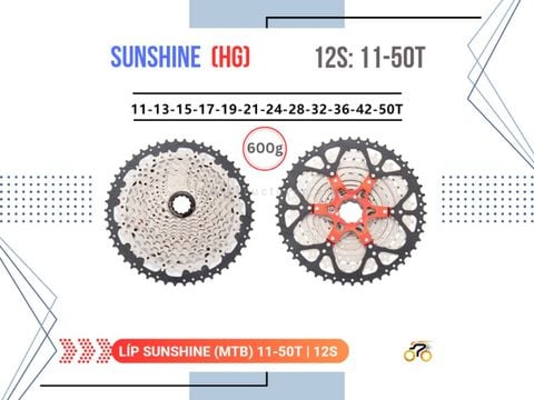 LÍP XE ĐẠP MTB - 11/50T - SUNSHINE - KIỂU THẢ (12 TỐC ĐỘ)