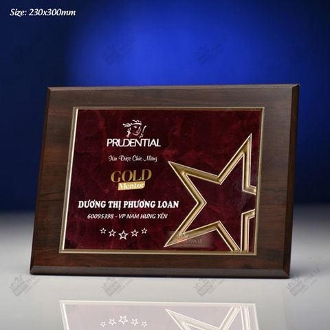 Bảng vinh danh gỗ đồng nằm ngang BVDGD012 (2 size)