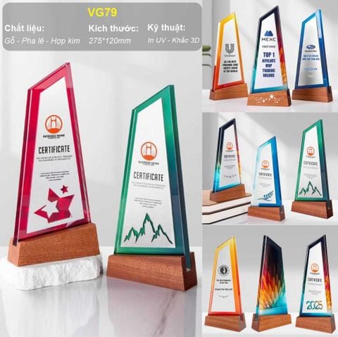 Cúp vinh danh pha lê hợp kim đế gỗ VG79
