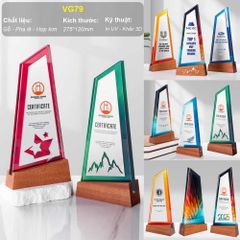 Cúp vinh danh pha lê hợp kim đế gỗ VG79