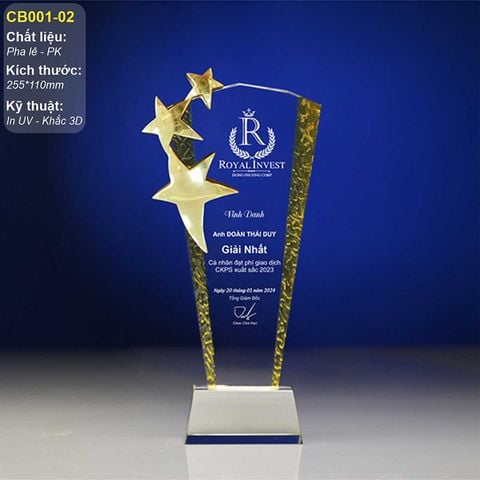 Cúp vinh danh pha lê quản lý xuất sắc CB001-02