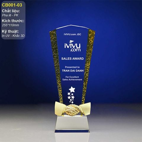Cúp vinh danh pha lê quản lý xuất sắc CB001-03