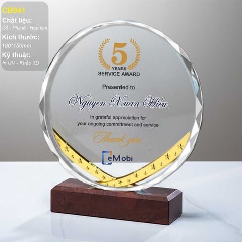 Kỷ niệm chương pha lê nhân viên xuất sắc CB041 (2 loại)