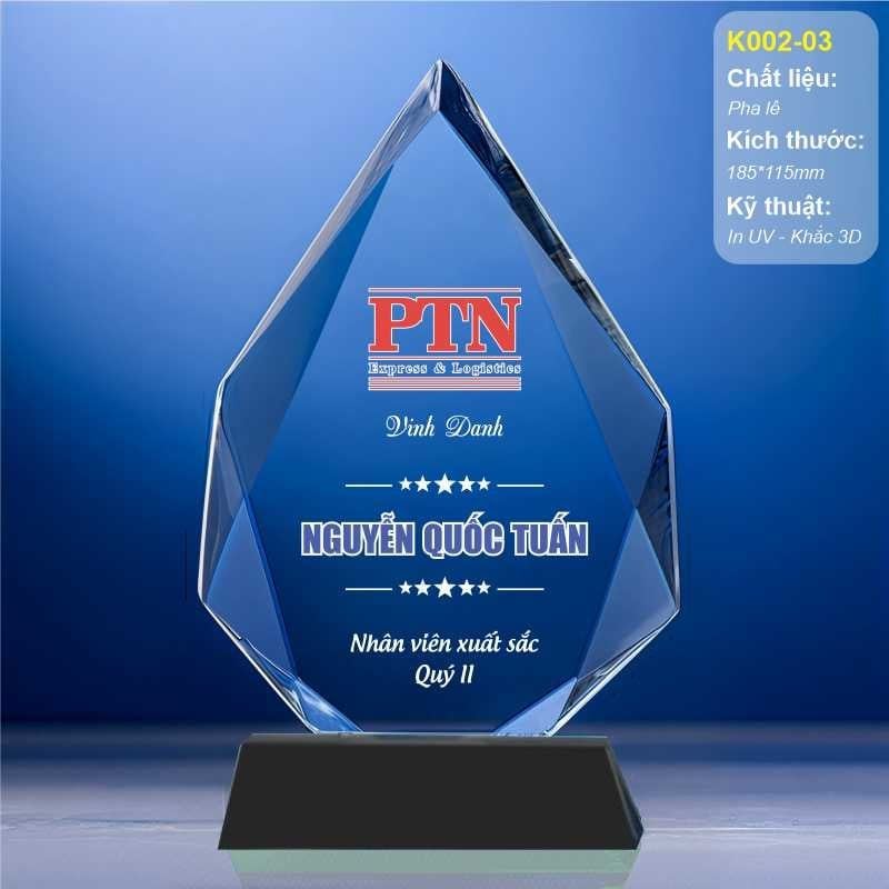 Kỷ niệm chương pha lê nhân viên xuất sắc K002 (3 mẫu)