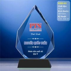 Kỷ niệm chương pha lê nhân viên xuất sắc K002 (3 mẫu)