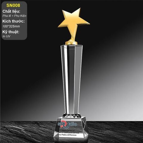 Cúp pha lê ngôi sao kim loại SN008