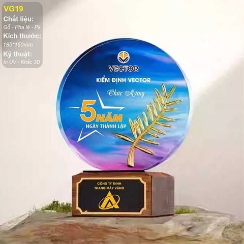 Kỷ niệm chương pha lê gỗ hợp kim VG19