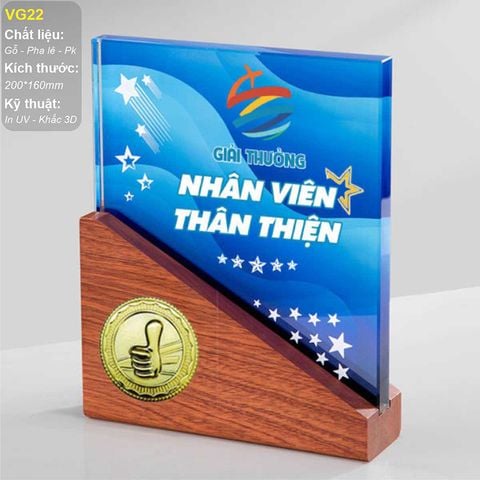 Kỷ niệm chương pha lê gỗ hợp kim VG22
