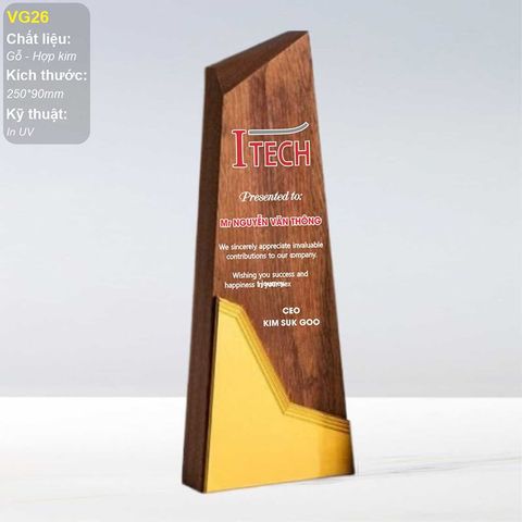 Cúp vinh danh kết hợp gỗ hợp kim VG26