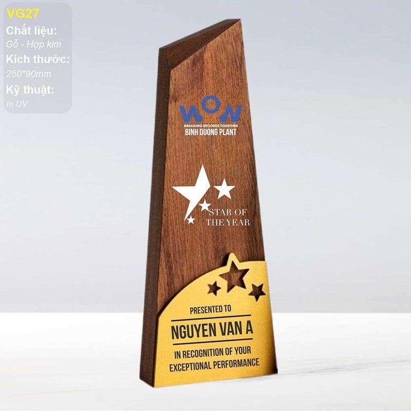 Cúp vinh danh kết hợp gỗ hợp kim VG14-26-27