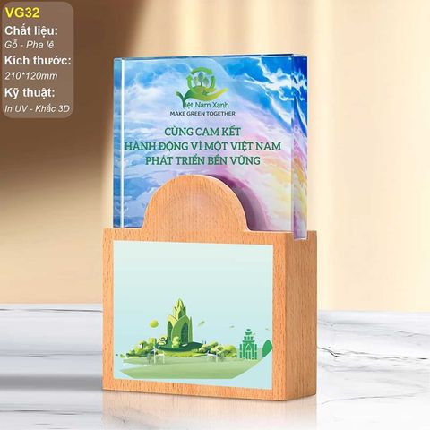 Cúp vinh danh pha lê kết hợp gỗ VG32