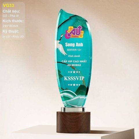 Cúp vinh danh pha lê kết hợp gỗ VG33