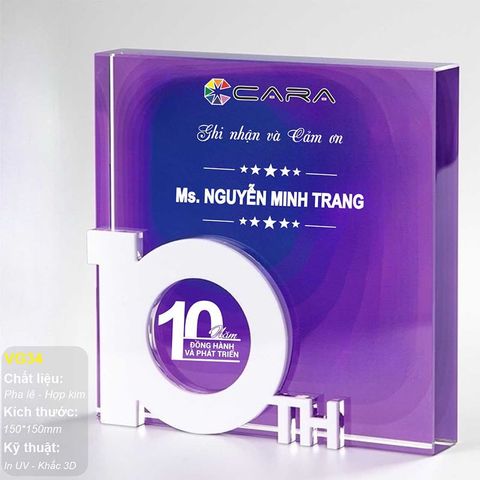 Kỷ niệm chương pha lê hợp kim VG34