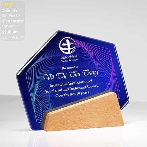 Kỷ niệm chương pha lê kết hợp gỗ VG37