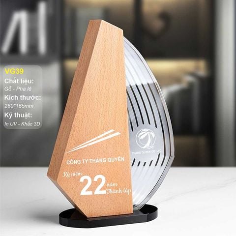 Kỷ niệm chương pha lê kết hợp gỗ VG39