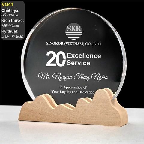 Kỷ niệm chương pha lê kết hợp gỗ VG41